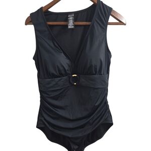 Embrace Your Curves By Miracle Brands Black One Piece Swimsuit Size 1XL